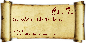 Csikár Tóbiás névjegykártya